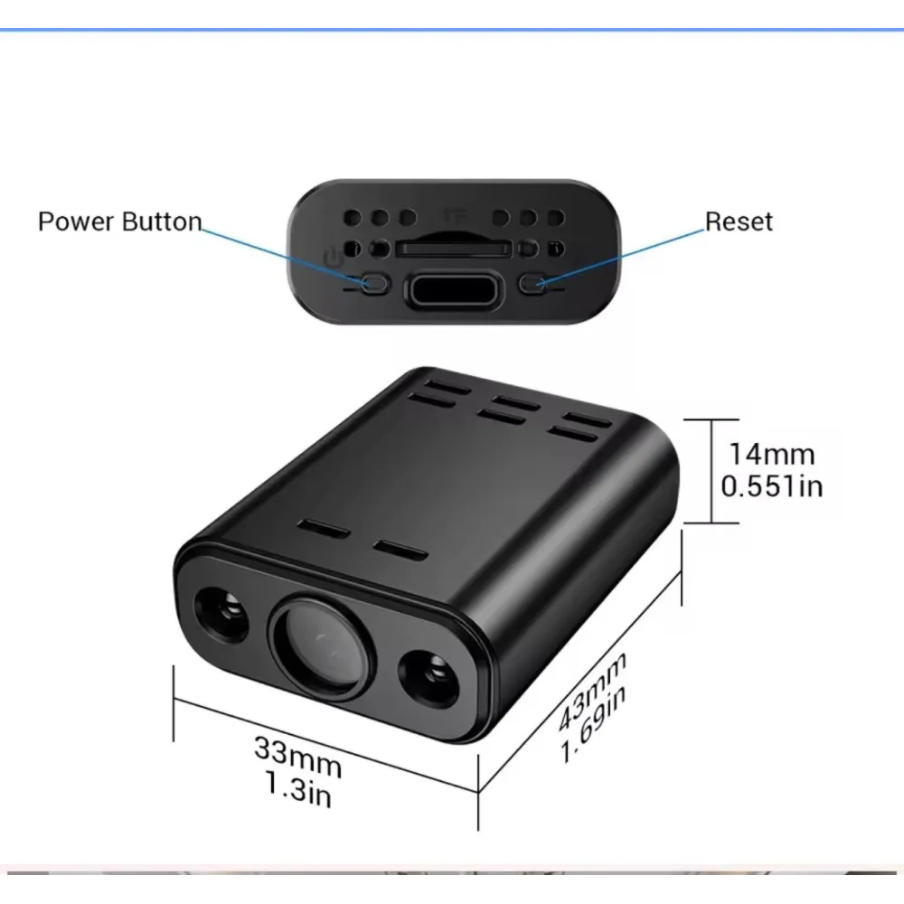 Mini Telecamera WiFi spia 5X, Visione Notturna IR 5m e Rilevamento IA