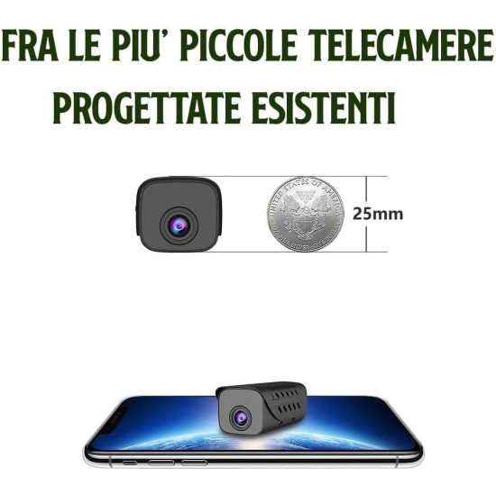Microcamera WiFi 25mm Full HD - Batteria e Visione Notturna