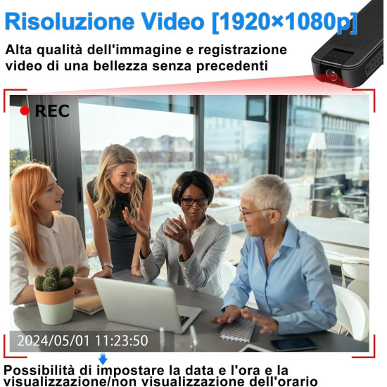 Bodycam Professionale 11mm - Obiettivo 180° e Clip Magnetica
