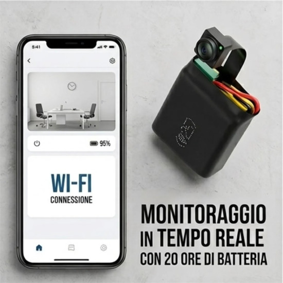 Microcamera WiFi su Nastro Full HD | Batteria Esterna lunga Durata