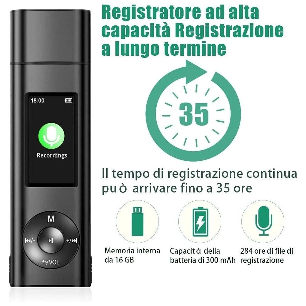 mini registratore audio professionale con password
