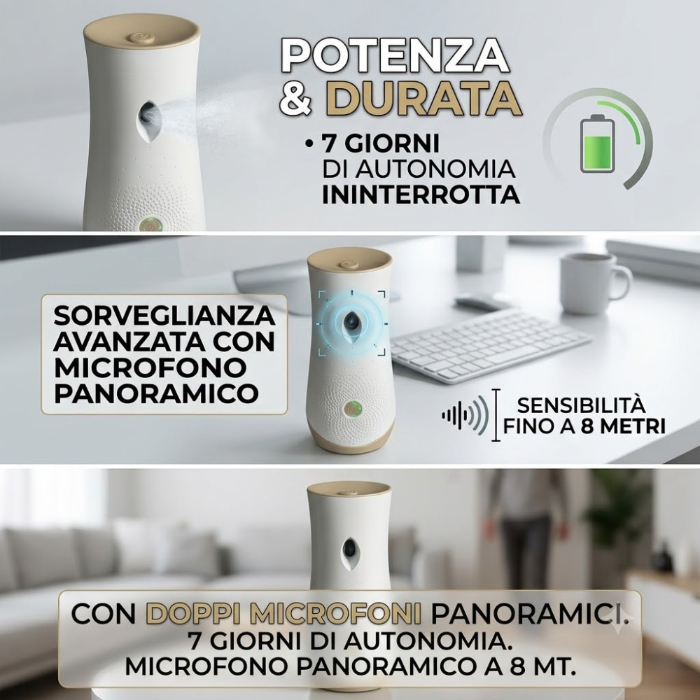Profumatore Spia con Registratore Vocale 16GB | 7 Giorni Autonomia