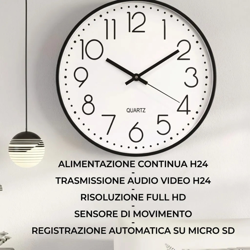 Orologio Spia WiFi Full HD da Parete | Telecamera H24 220V